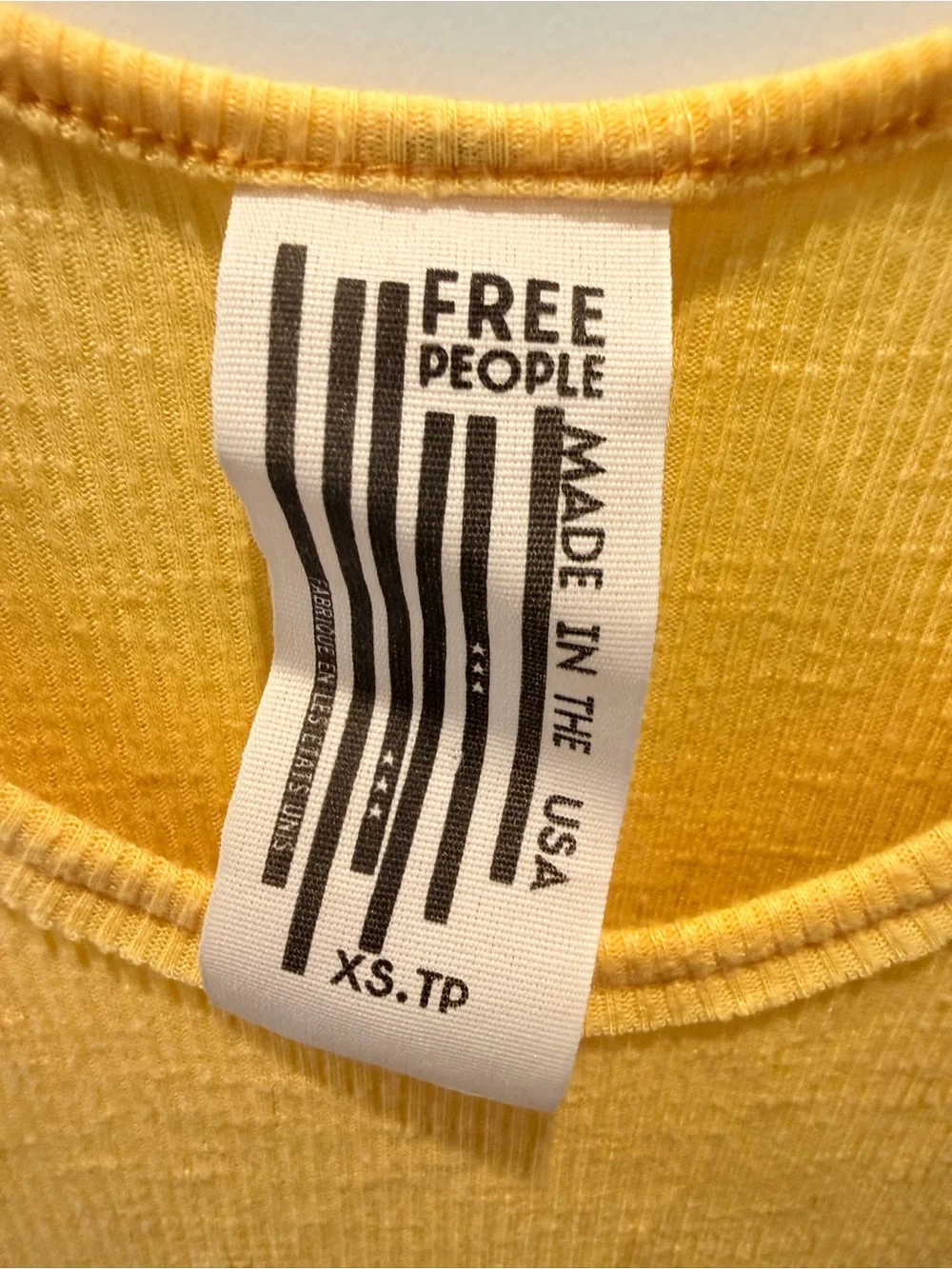 Free People Mustard Yellow Ribbed Tank Top XS Boho Scoop Neck